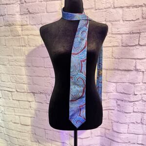 PETER MILLAR BLUE AND RED PAISLEY TIE